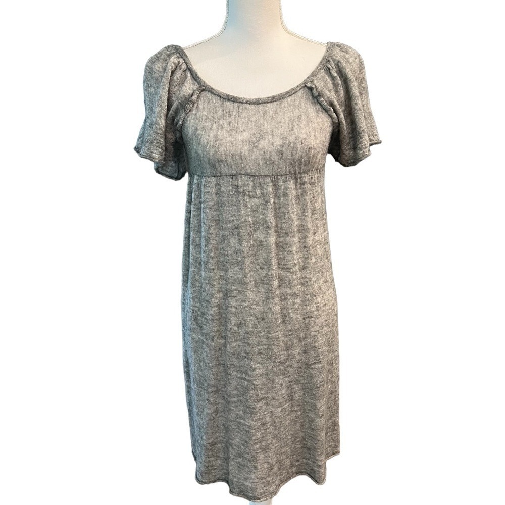 Anthropologie MOTH Gray Zippered Back Dress‎ Medium Nylon Wool Alpaca NO LINING